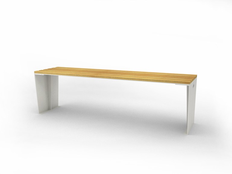 mobilier urbain banquette en acier et bois LAB23