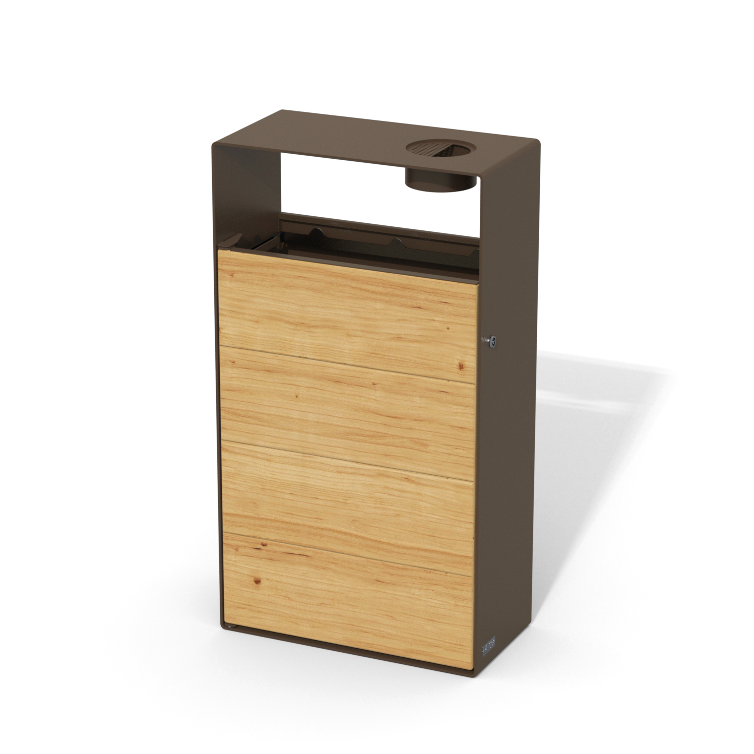 street furniture ground-floor litter bin in wood-steel with ashtray LAB23