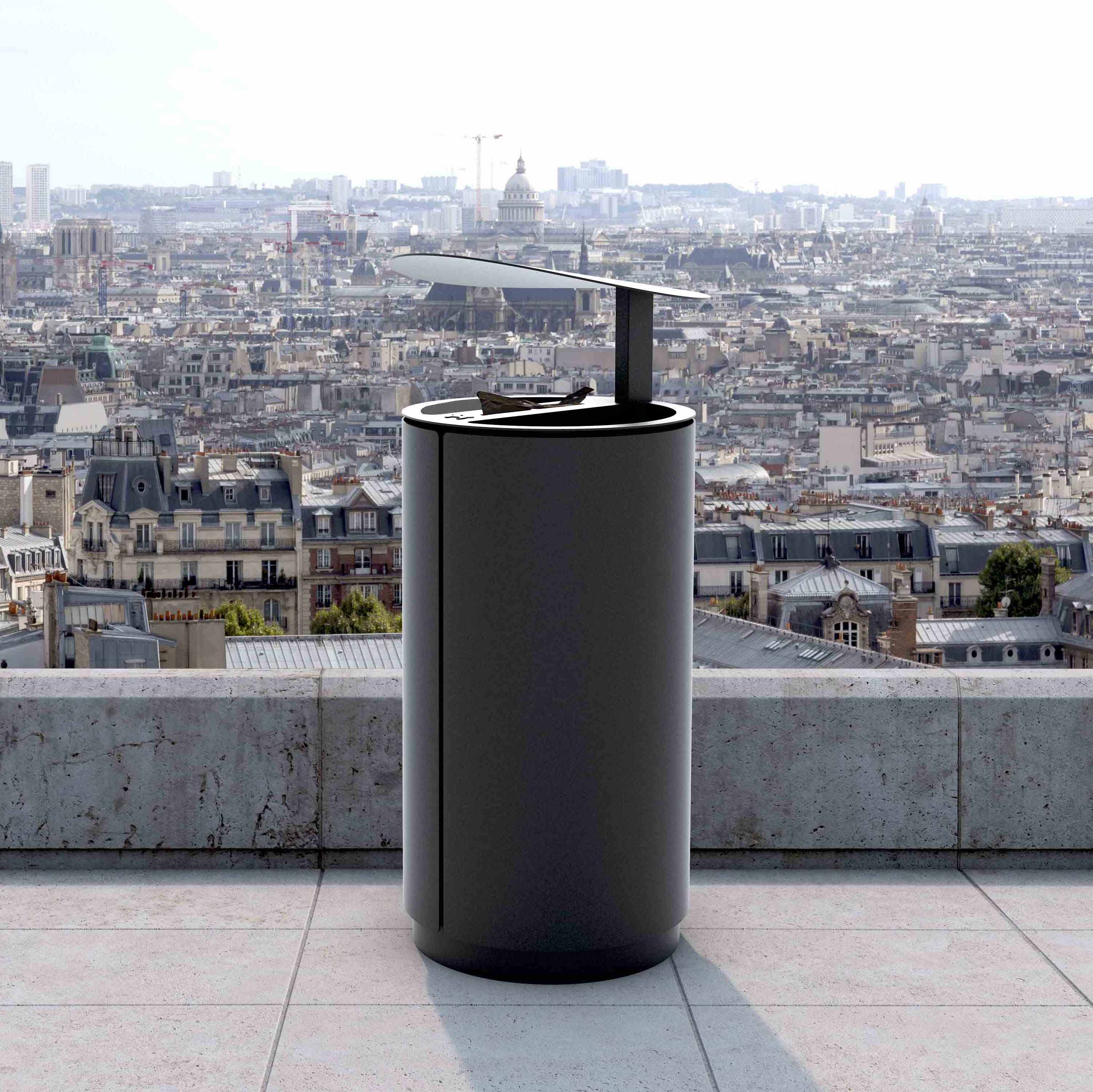 mobilier urbain corbeille avec para-pluie LAB23